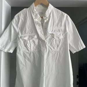 Womens Equipment Femme White Button Down Blouse Top Shirt M